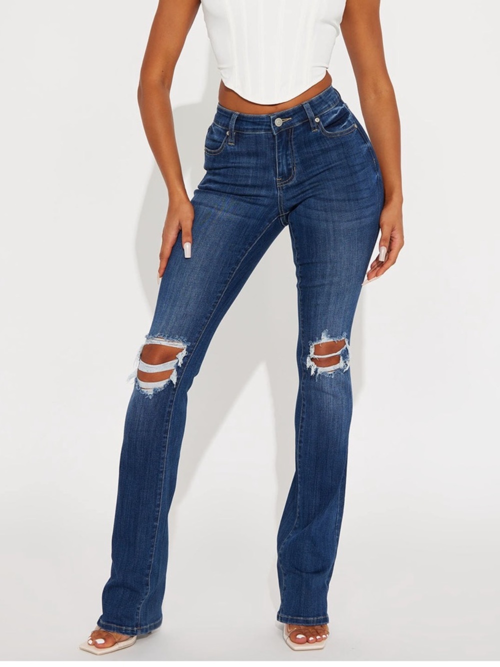 Tall Jessie Mid Rise Distressed Boot Cut Jean - Medium Wash Fashion Nova
